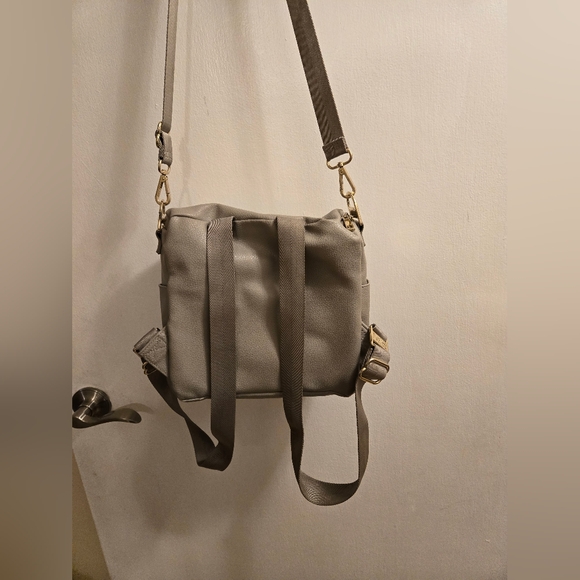 Fawn Design Vegan Leather The Mini Small Diaper Bag Backpack Gray - Picture 5 of 16